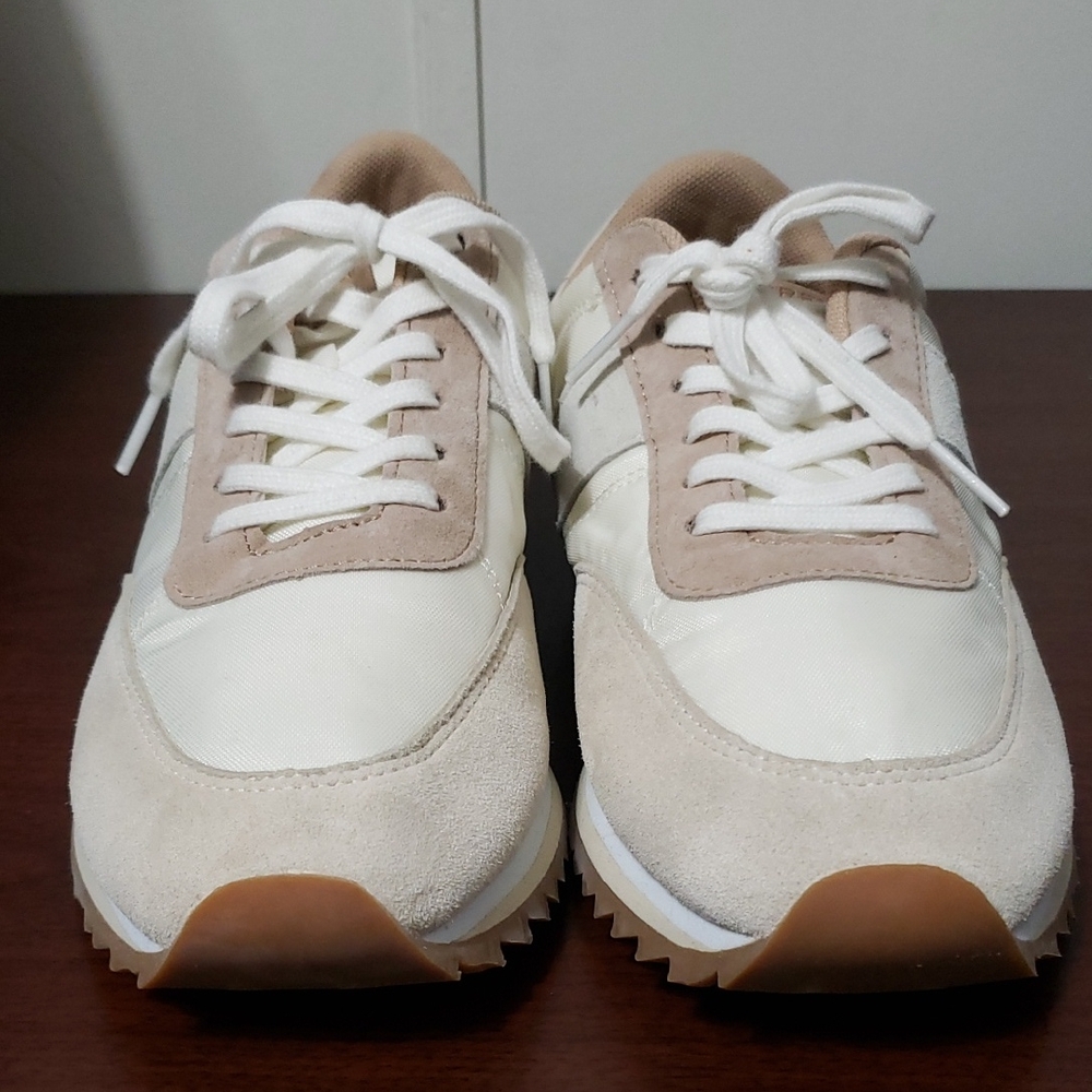 J. Crew Trainer Colorblock White and Tan Sneakers